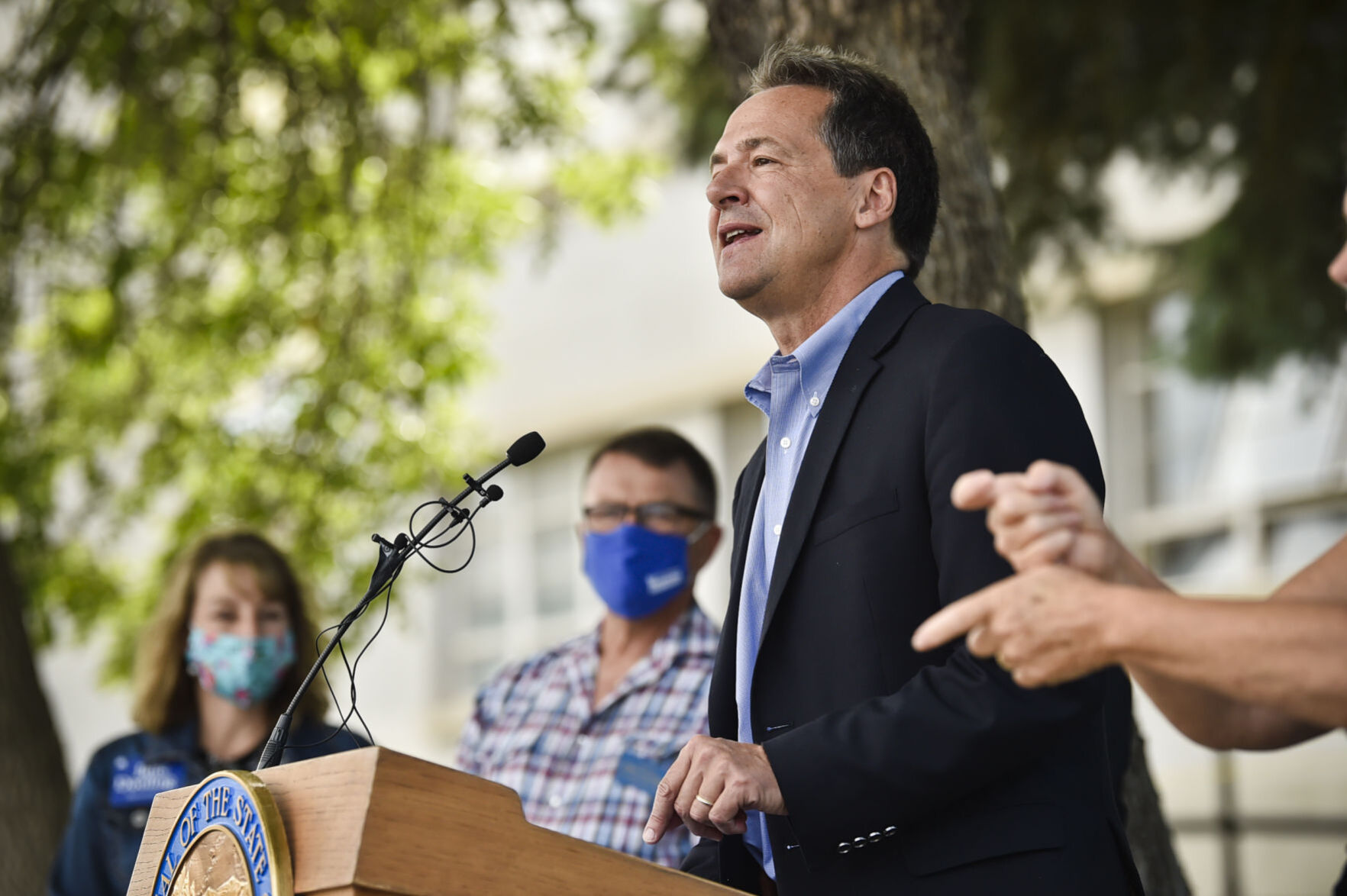Gov. Steve Bullock speaks at a ground breaking ceremony on Wednesday
